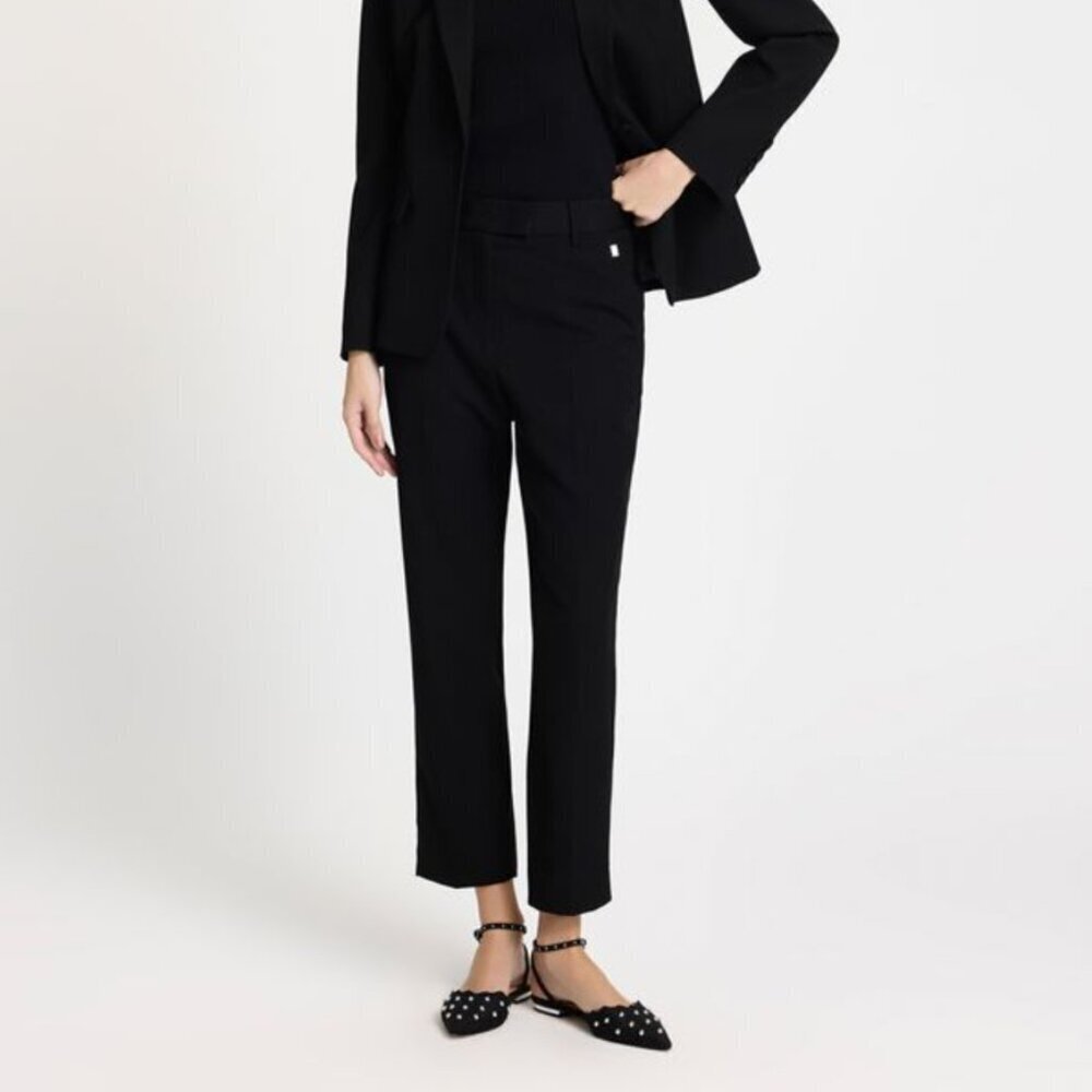 Le Lis Elegant Black Lined Straight Leg Trouser Rear Zipper Closure Pants Office